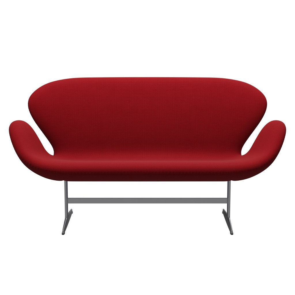 Fritz Hansen Swan Sofa 2 osobę, srebrny szary/diablo ciepły czerwony