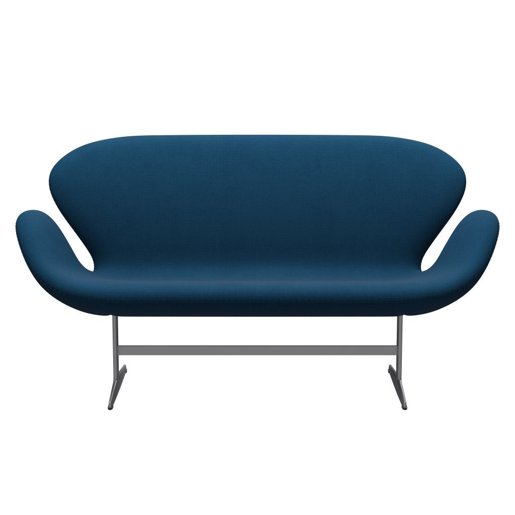 Fritz Hansen Swan Sofa 2 osobę, srebrny szary/sławny ciemnoniebieski brąz