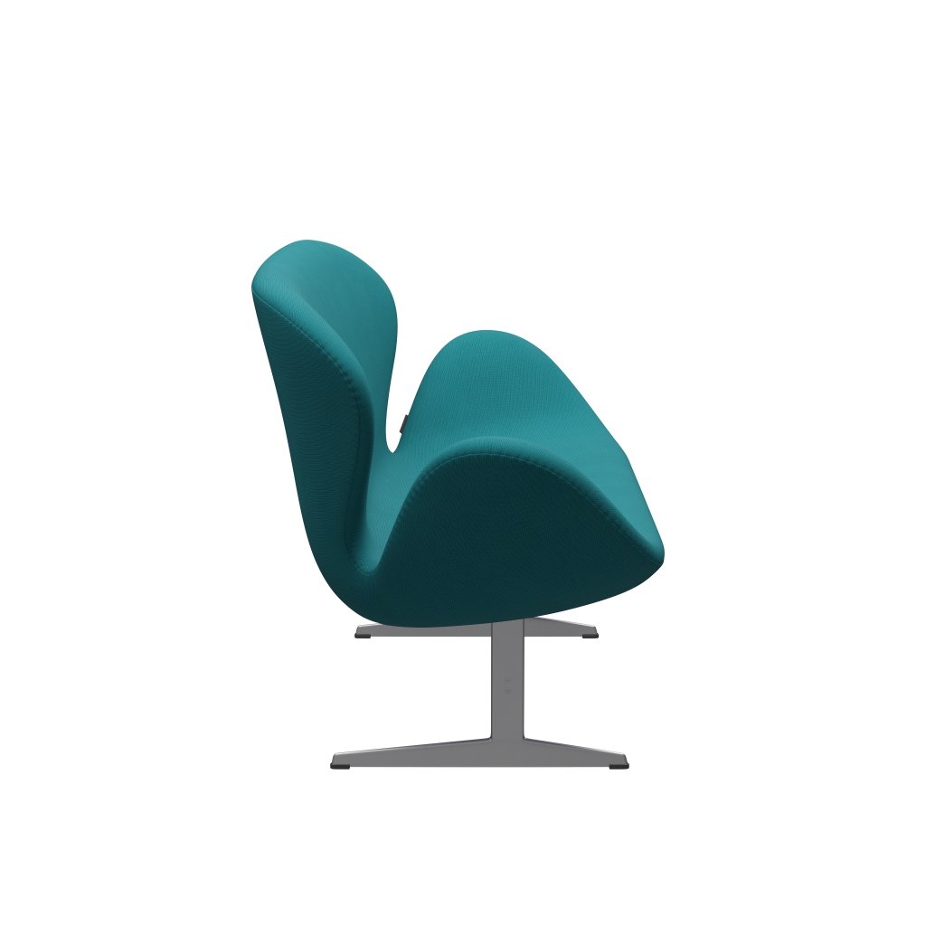 [product_category]-Fritz Hansen Swan Sofa 2 Seater, Silver Grey/Fame Green Turquoise-Fritz Hansen-3321-F67067-SGBASE-FRI-3