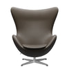 Fritz Hansen The Egg Lounge Chair Leather, Satin Brushed Aluminum/Essential Stone