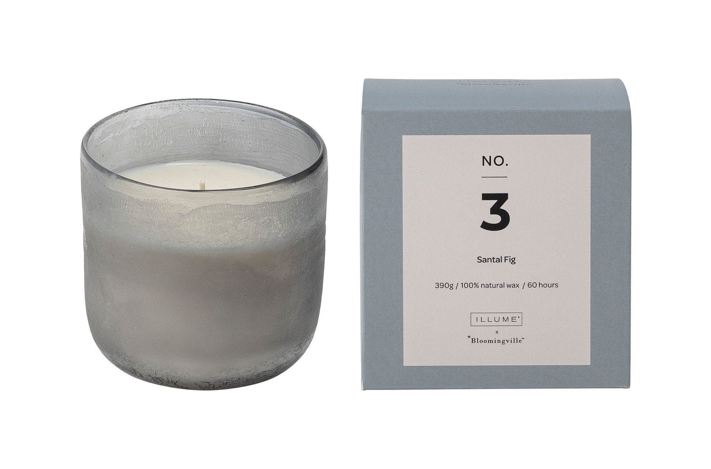 Illume x Bloomingville nr 3-Santal Fig Candle, niebieski, naturalny wosk