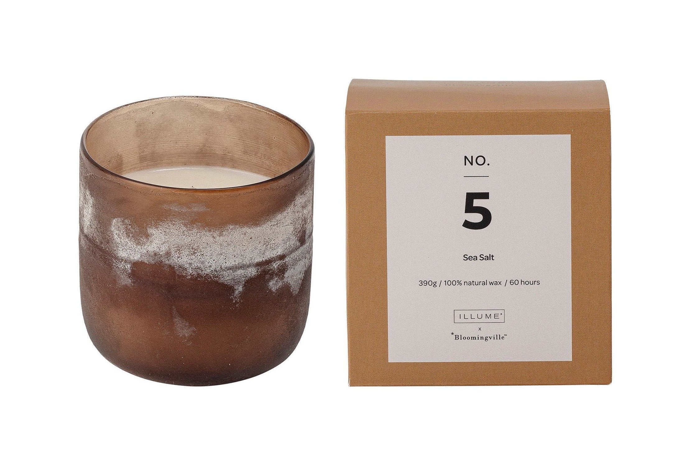 Illume x Bloomingville nr 5-Sea Solt Scent Candle, brązowy, wosk