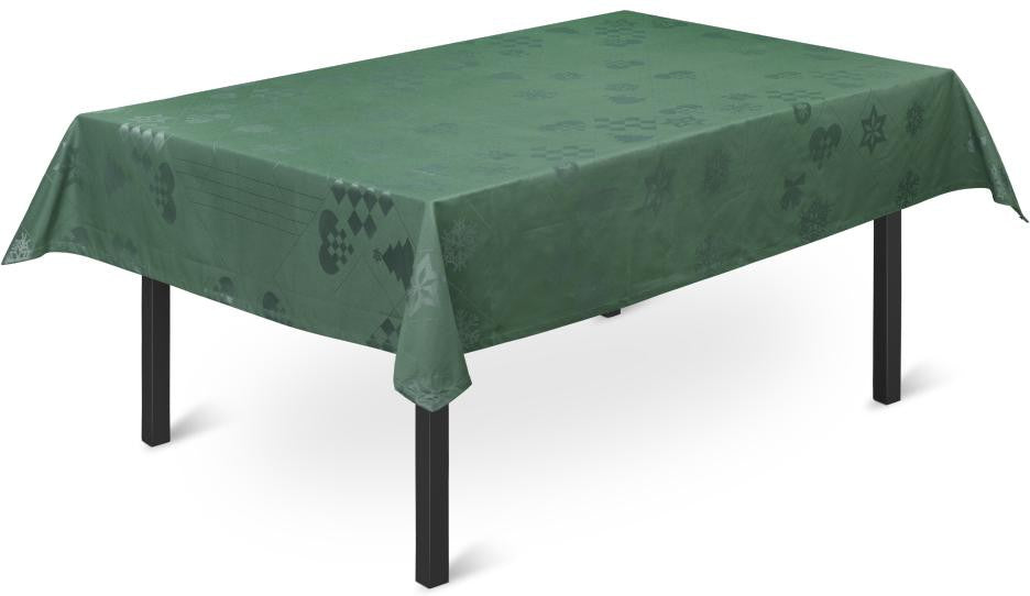 Juna Natale Damasque Tablecloth Green, 150x270 cm