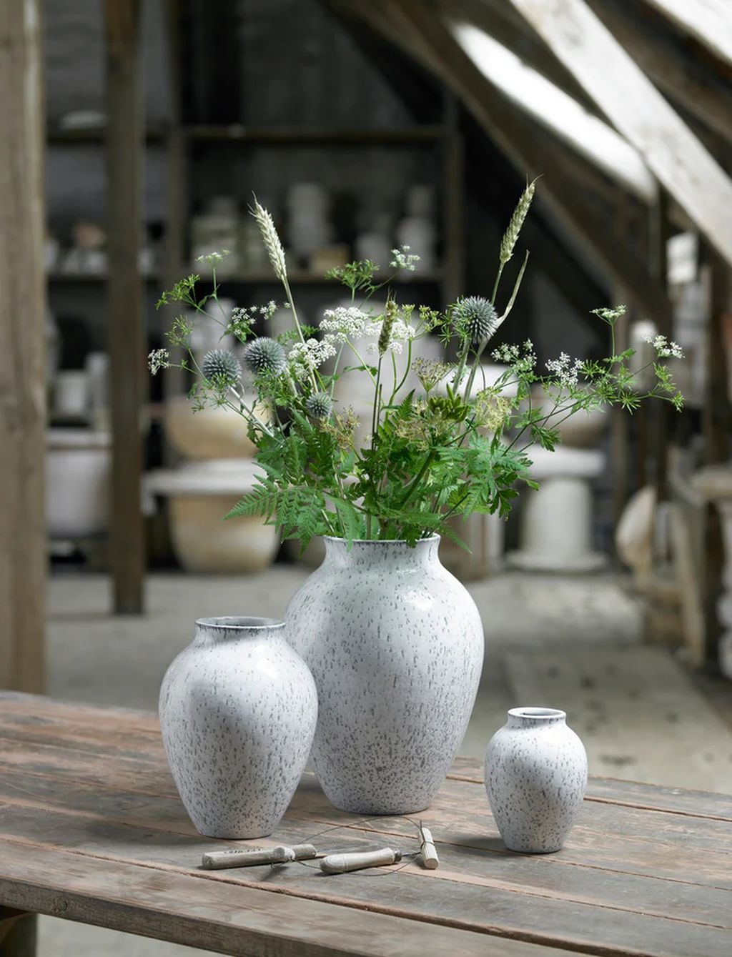 [product_category]-Knabstrup Keramik Vase H 20 Cm, White/Grey-Knabstrup Keramik-5713959010079-1007-KNA-2