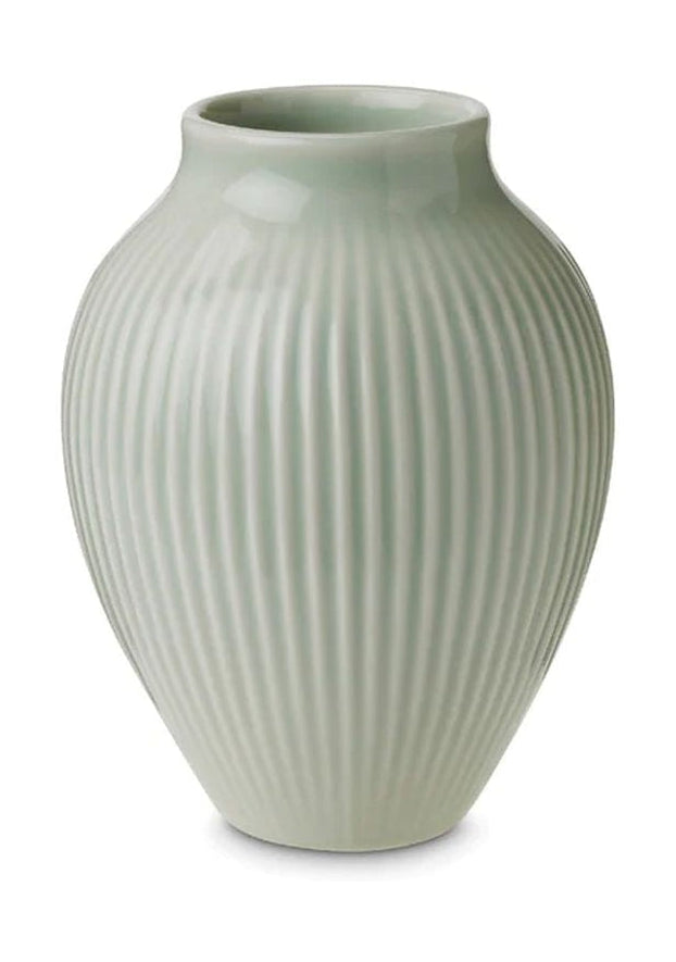 [product_category]-Knabstrup Keramik Vase With Grooves H 12,5 Cm, Mint Green-Knabstrup Keramik-5713959012479-1247-KNA-1