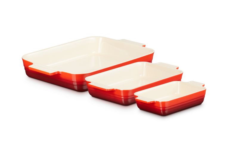 [product_category]-Le Creuset Set Of 3 Classic Rectangular Dishes, Cerise-Le Creuset-0843251175390-79161000600080-LEC-1