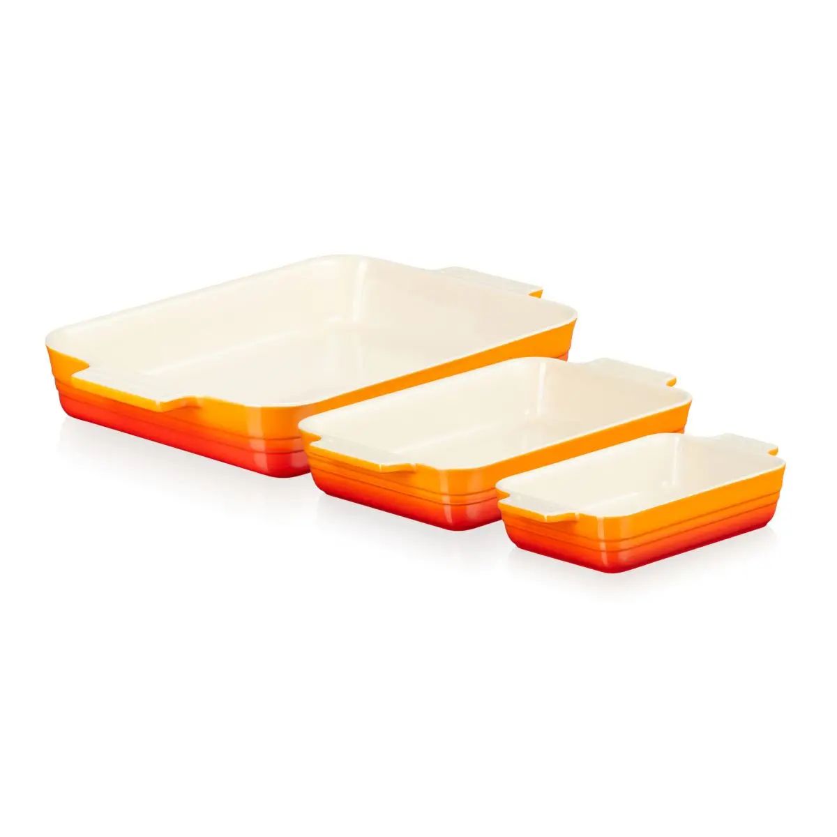 [product_category]-Le Creuset Set Of 3 Classic Rectangular Dishes, Volcanic-Le Creuset-0843251175406-79161000900080-LEC-1