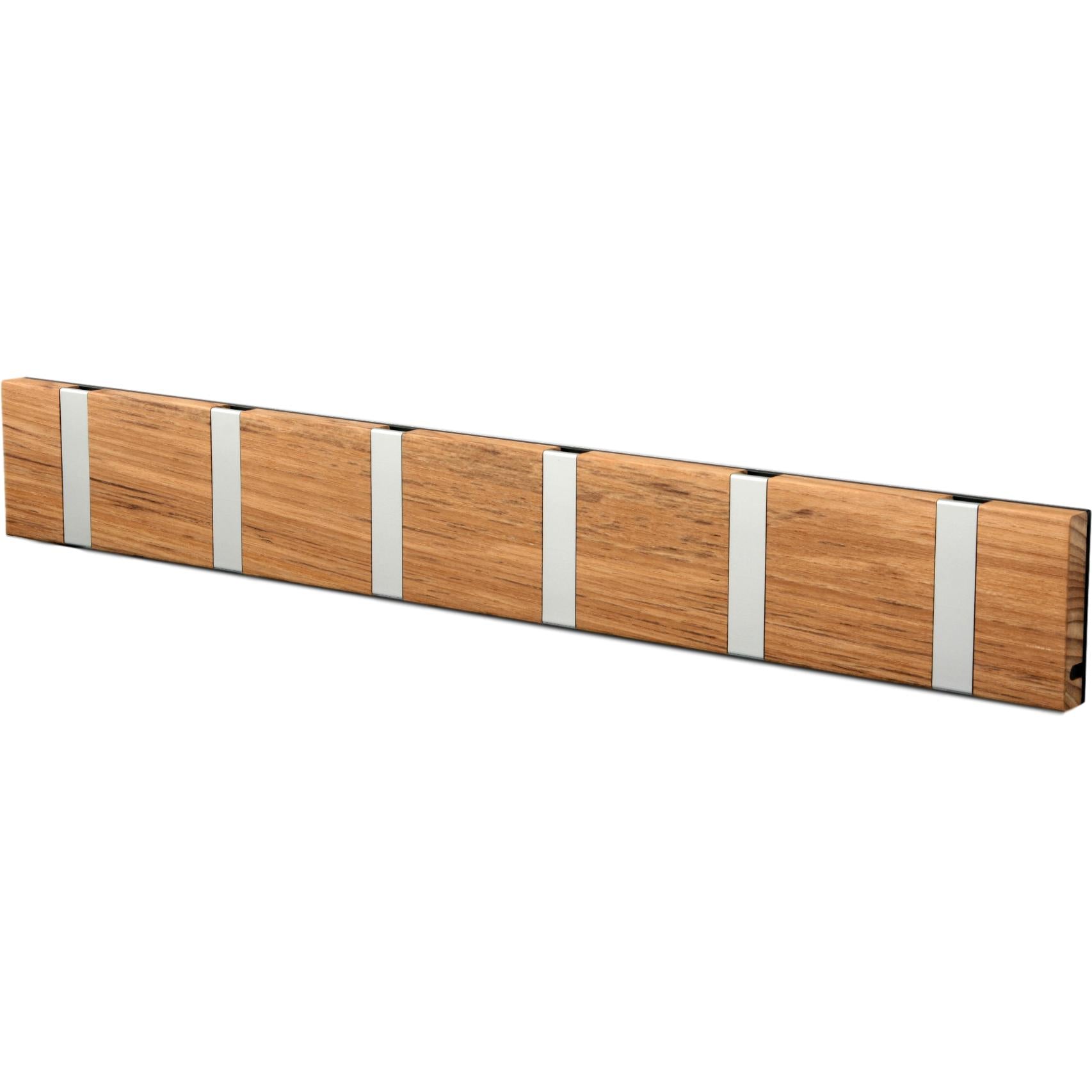 Loca Knax Horizontal Coat Rack 6 Hooks, Teak Untreated/Grey