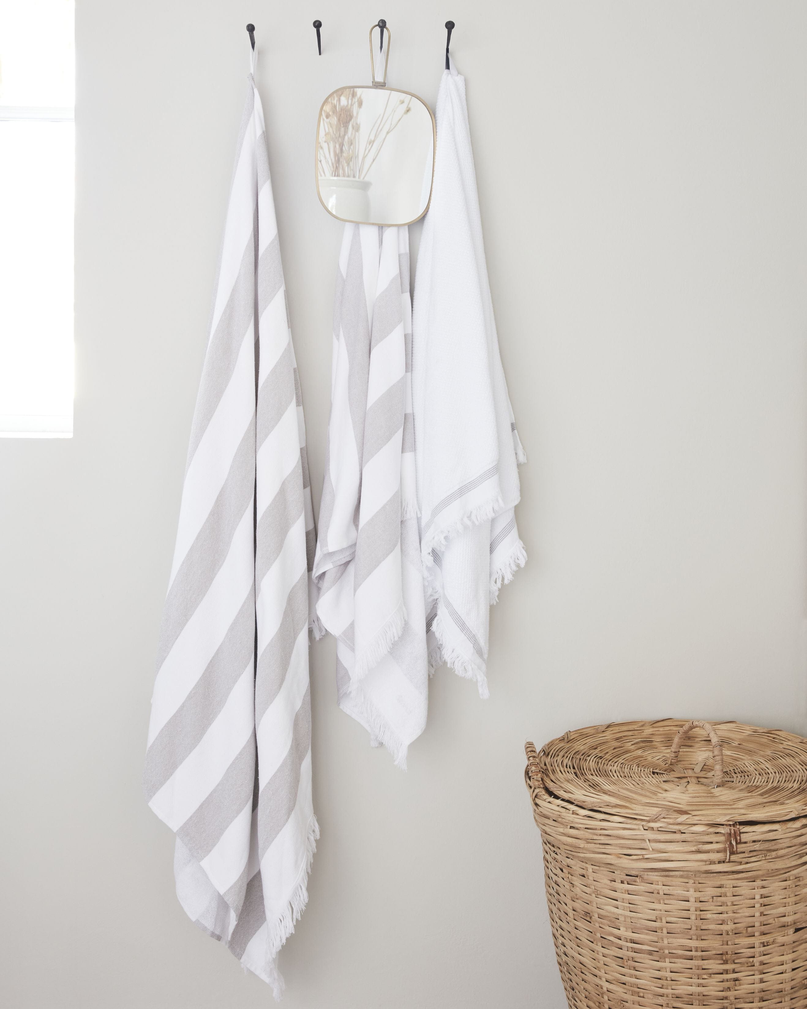 [product_category]-Meraki Towel 100x180 Cm, White With Grey Stripes-Meraki-5707644770669-361320004-MER-5