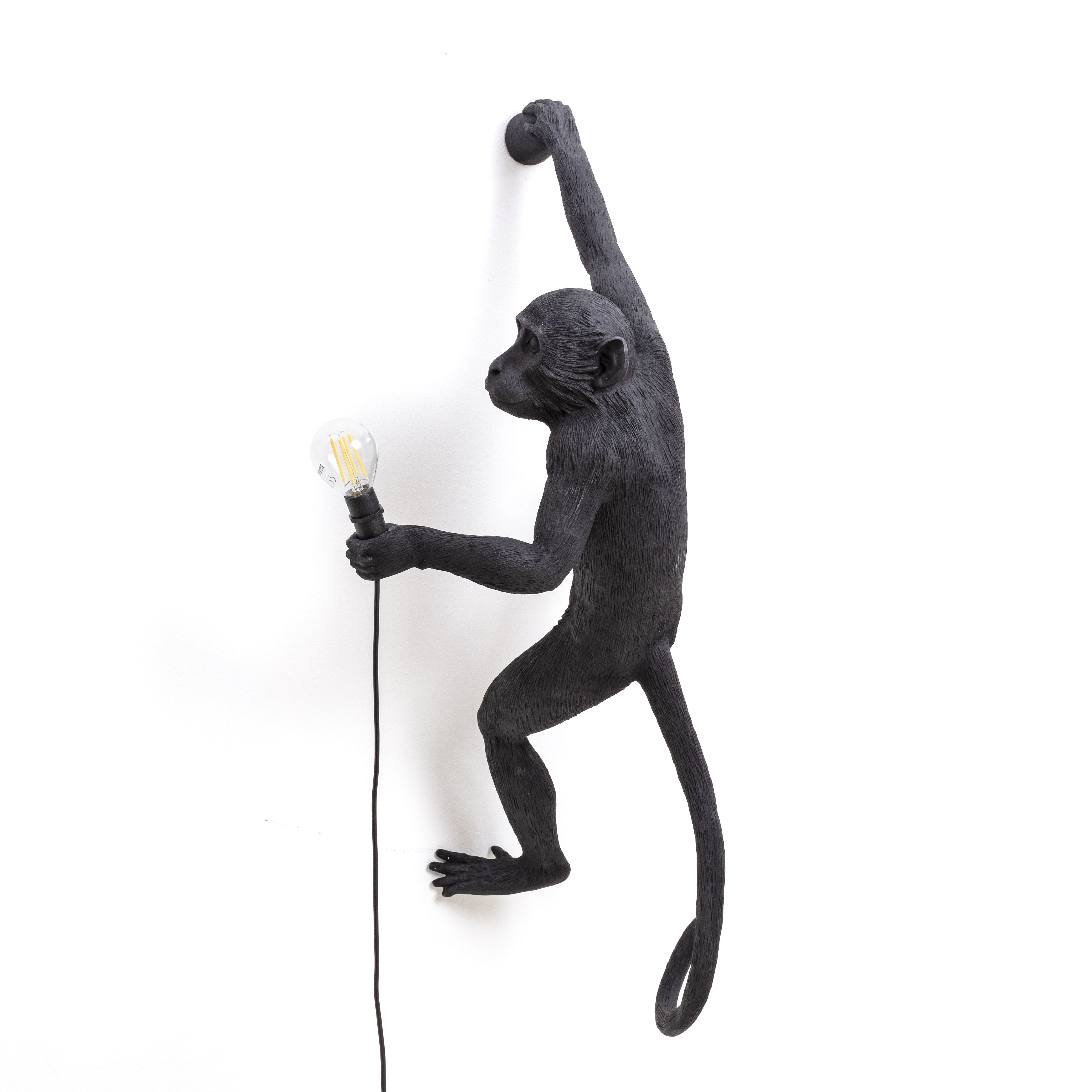 Lampka zewnętrzna Seletti Monkey Black, wisząca prawa ręka