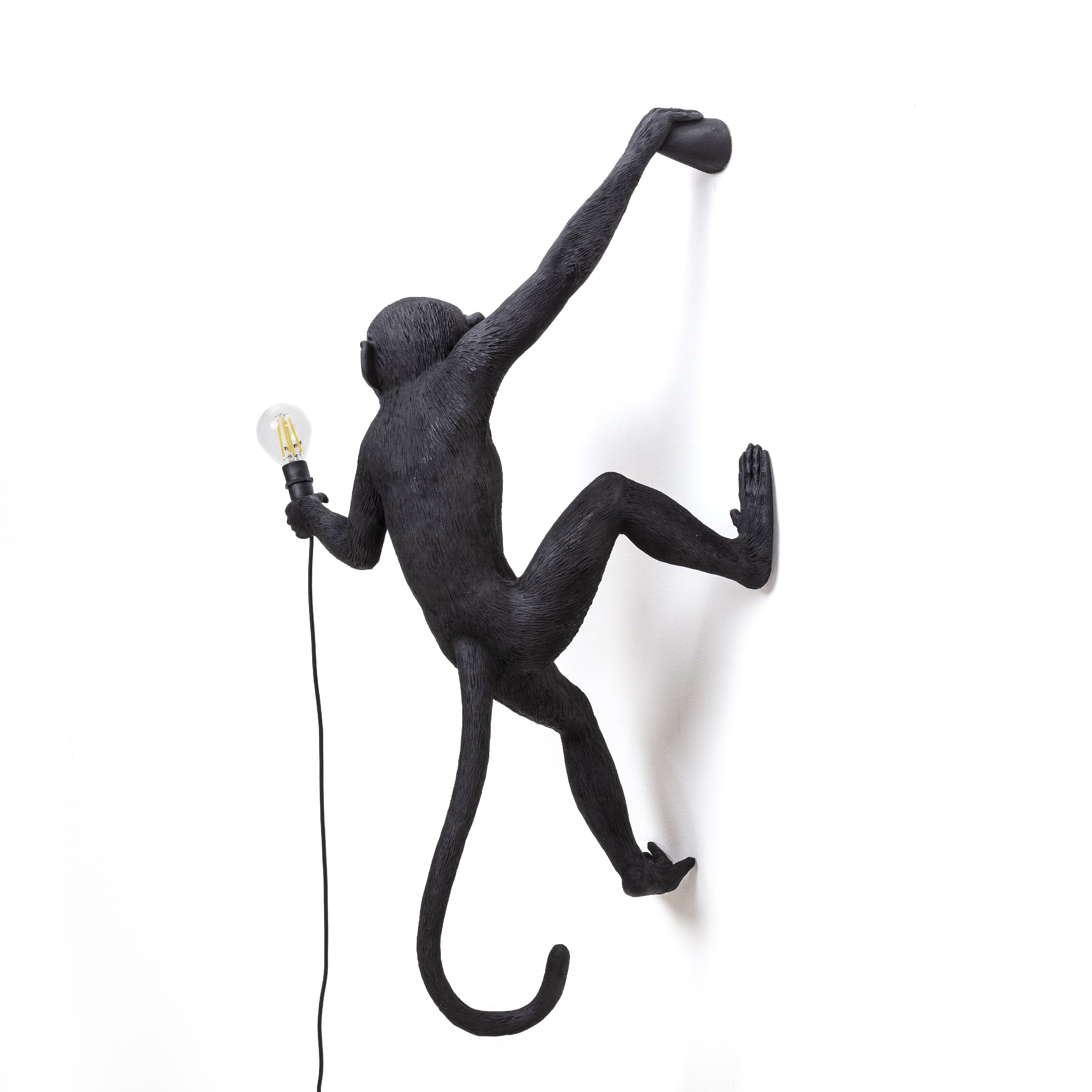 Lampka zewnętrzna Seletti Monkey Black, wisząca prawa ręka