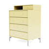 Montana Keep Chest Of Drawers With Legs, Camomile/Matt Chrome