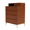 Montana Keep Chest Of Drawers With Legs, Hazelnut/Brass