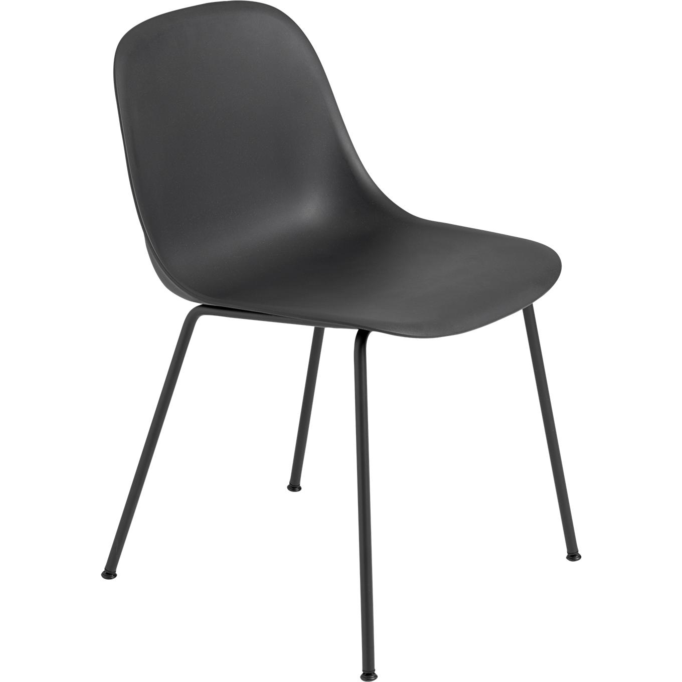 Muuto Fiber Side Chair Tube Base, Fiber Seat, Black