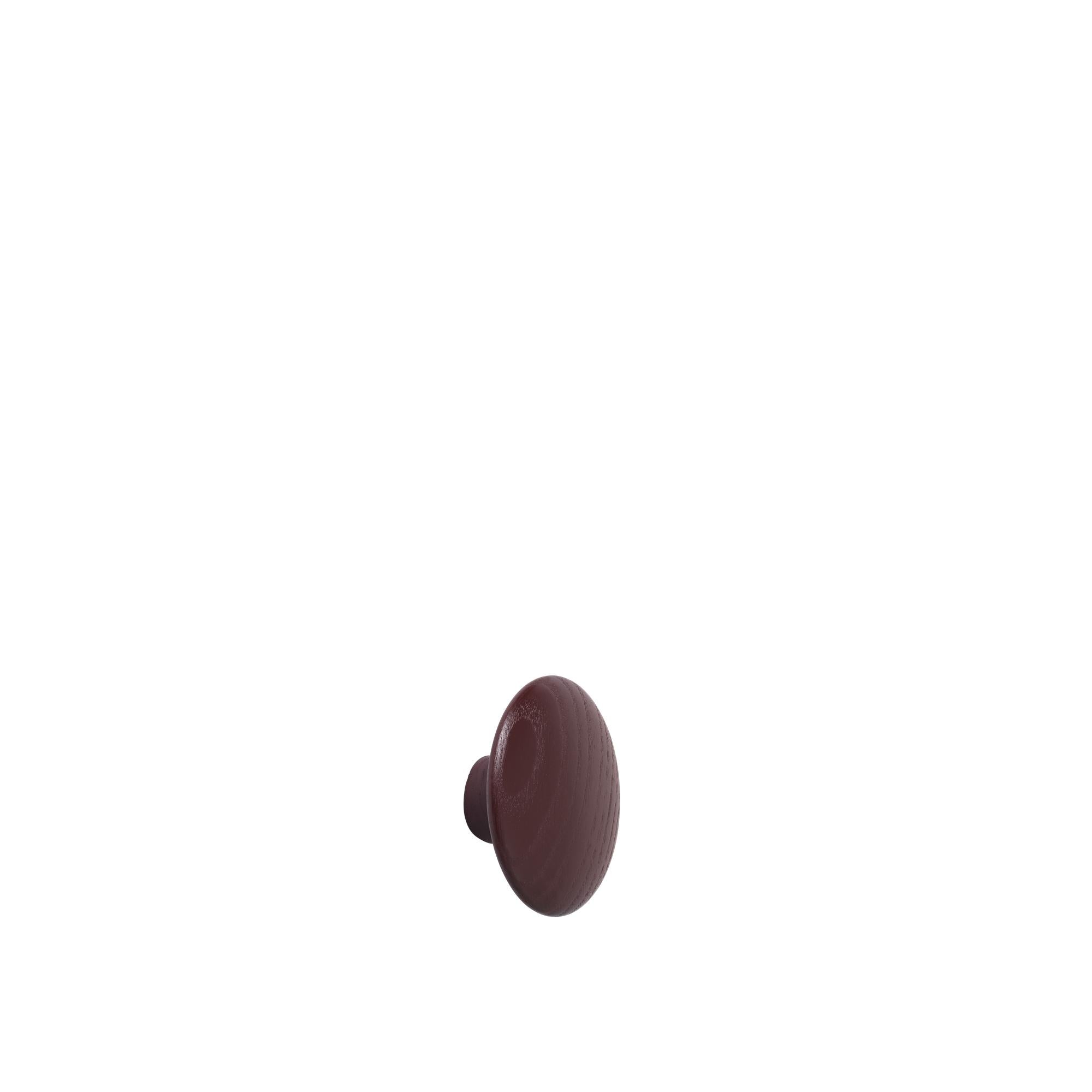 Muuto The Dots Hook Wood Burgundowe Wood Ø 6,5 cm, Burgundia