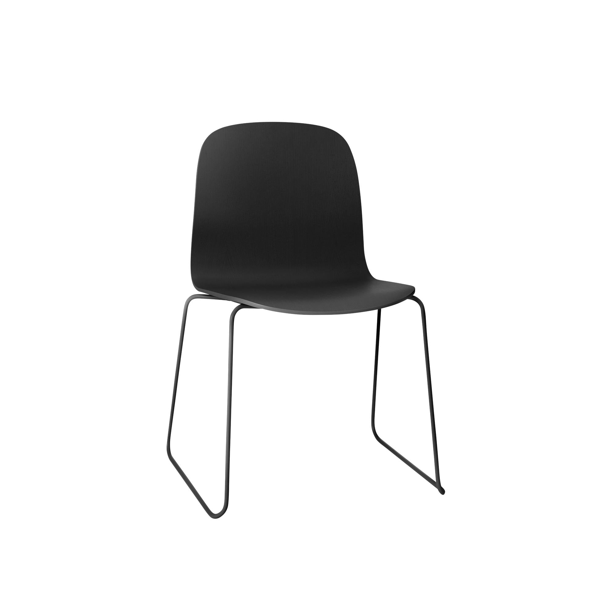 Muuto Visu Chair Sled Base, Wooden Seat, Black