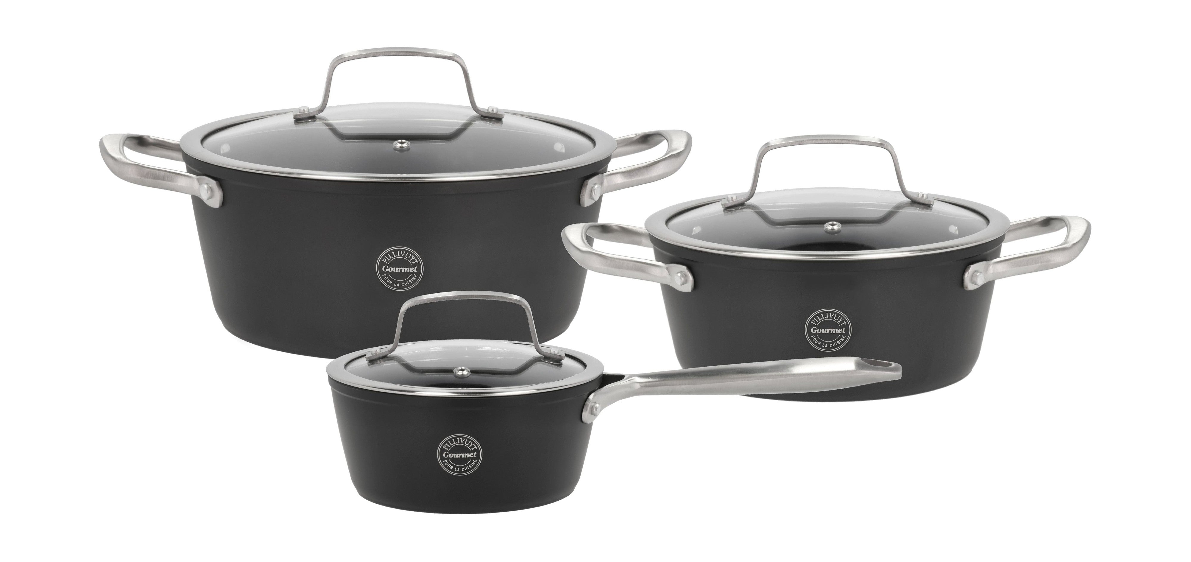 [product_category]-Pillivuyt Gourmet Travo Cookware Set With Glass Lid 6 Parts Black-Pillivuyt Gourmet-5722000306122-30612-PIL-1