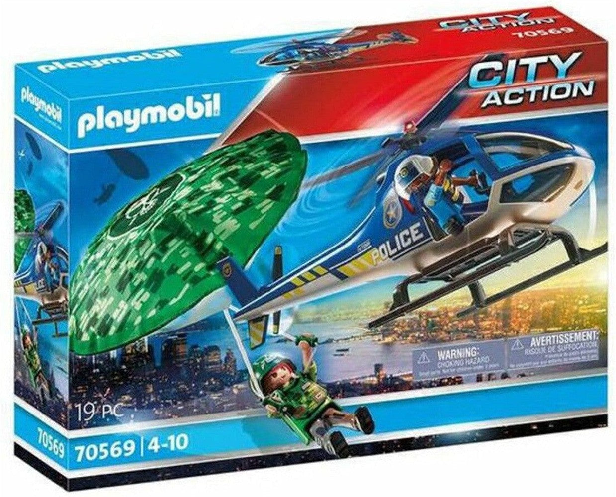 Playset City Action Police Helikopter: Parachute Chase Playmobil