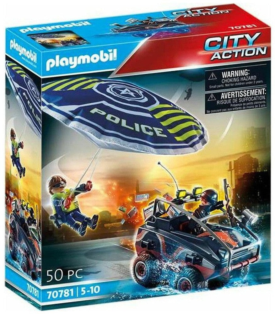 Plageset Playmobil City Action Police Parachute z pojazdem amfibicznym