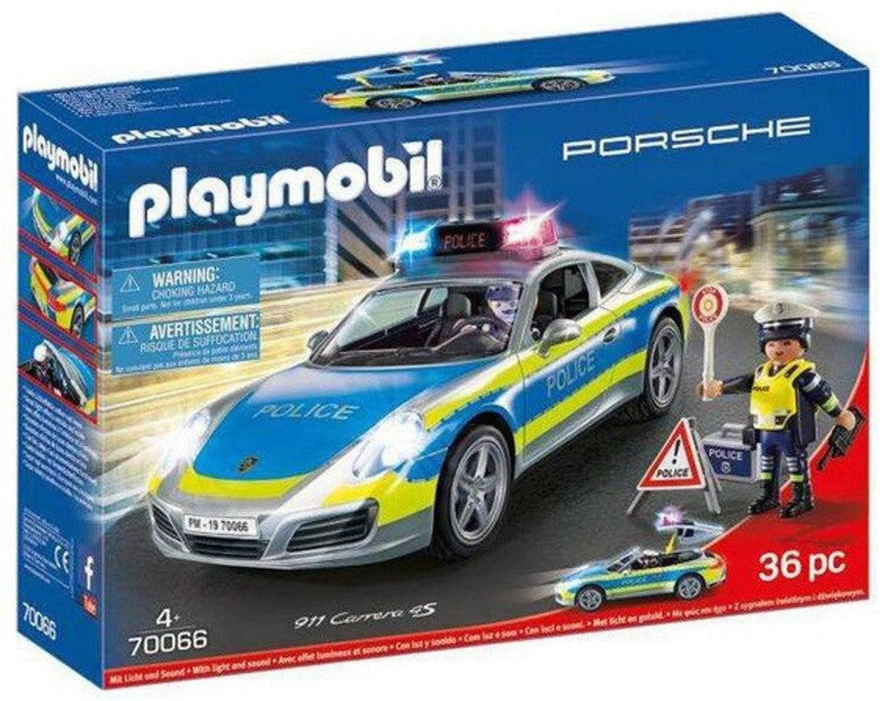 Playset Porsche 911 Carrera 4S Police Playmobil 70066 (36 pcs)