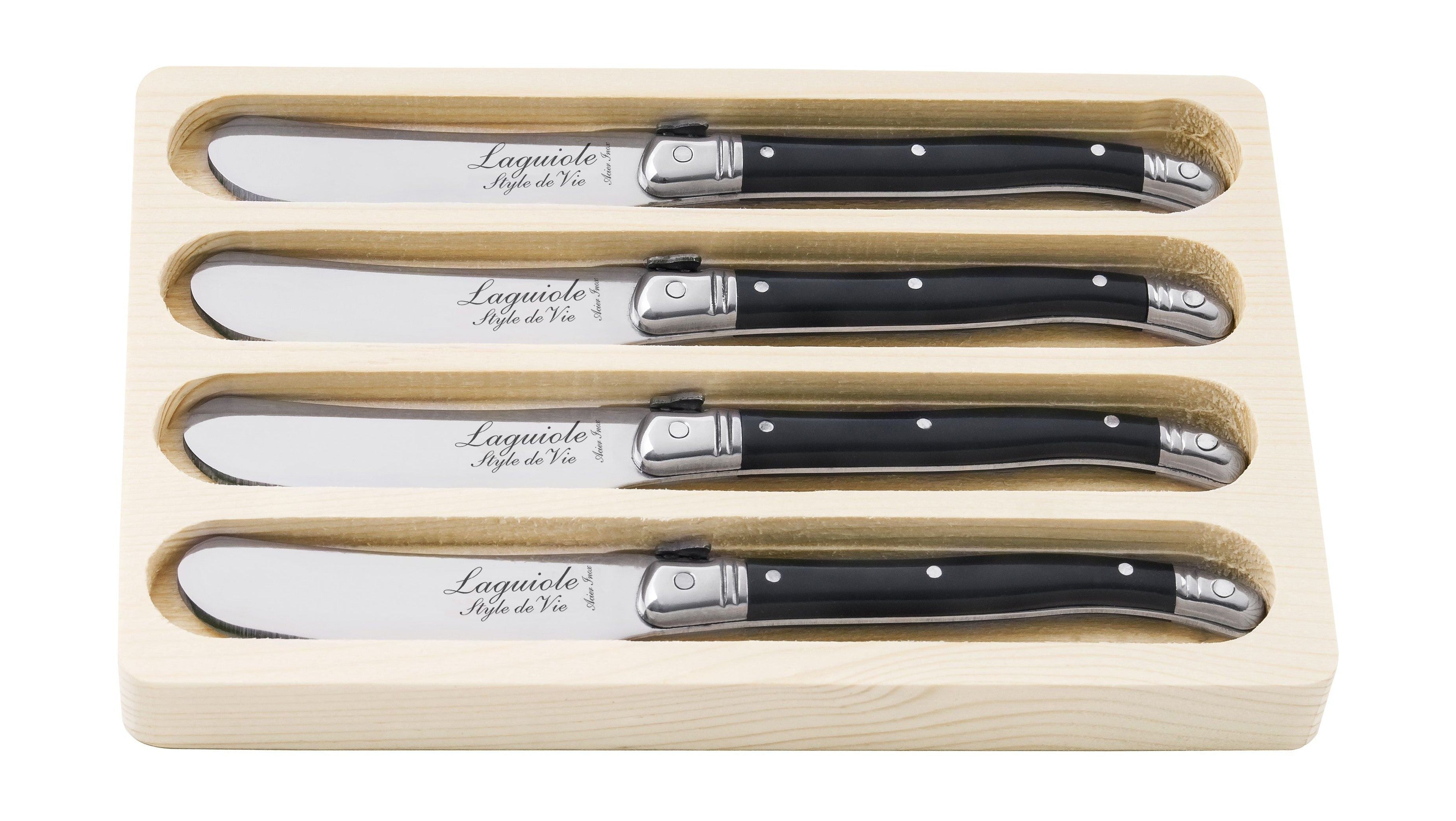 [product_category]-Style De Vie Authentique Laguiole Premium Line Butter Knives 4 Piece Set, Black-Style de Vie Authentique-8718719300824-530112-STY-1