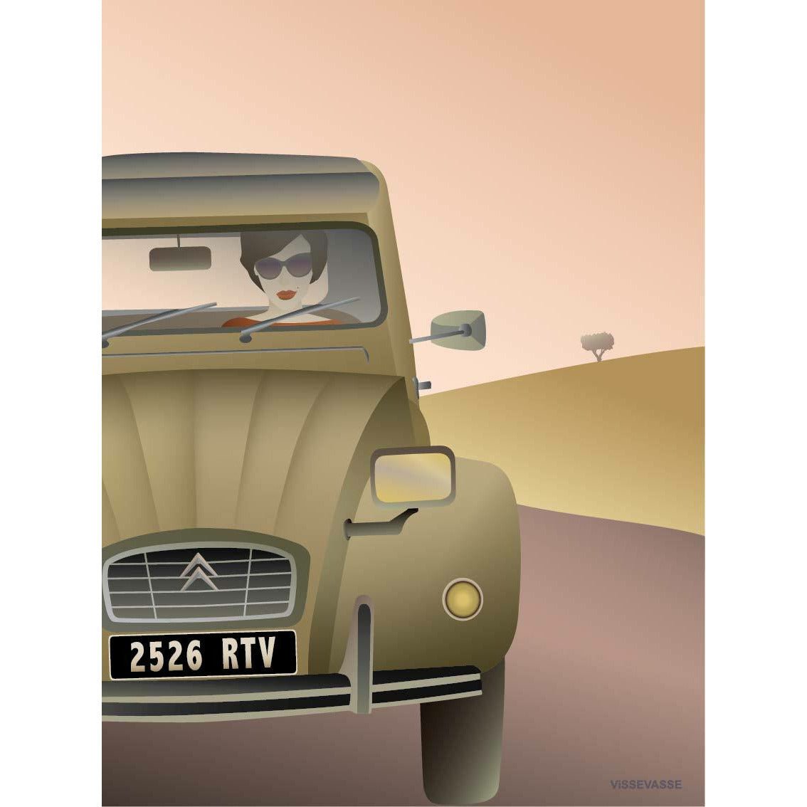 Vissevasse 2 CV Citroen plakat, 30 x 40 cm