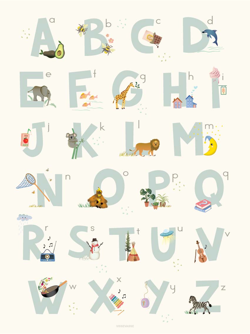 [product_category]-Vissevasse Alphabet Blue English Poster, 30x40 Cm-Vissevasse-5713138301028-F-2023-010-M-VIS-1