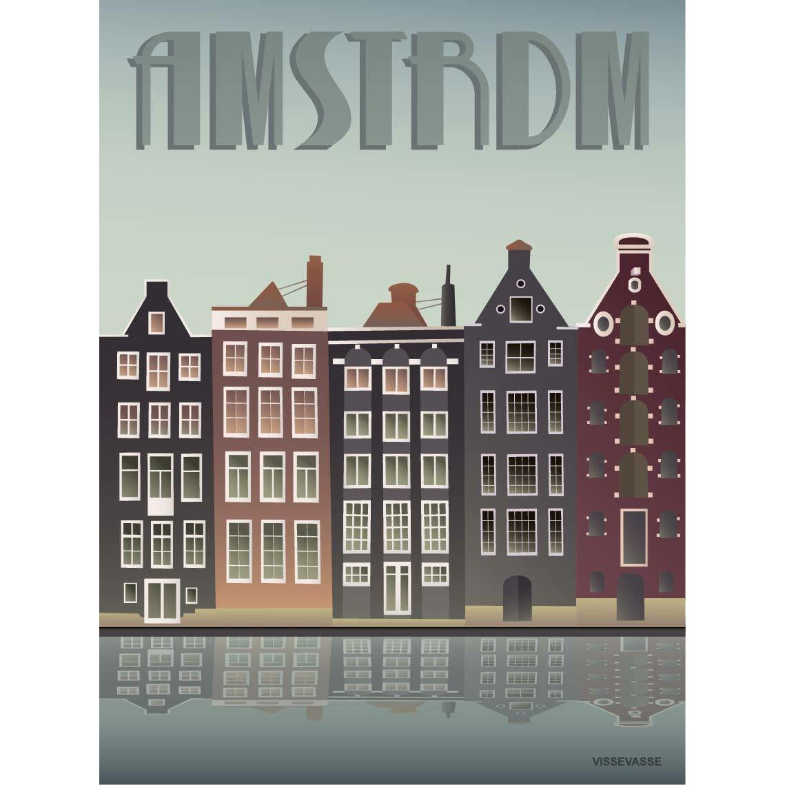 Plakat Vissevasse Amsterdam Kanalhäuser, 30 x 40 cm