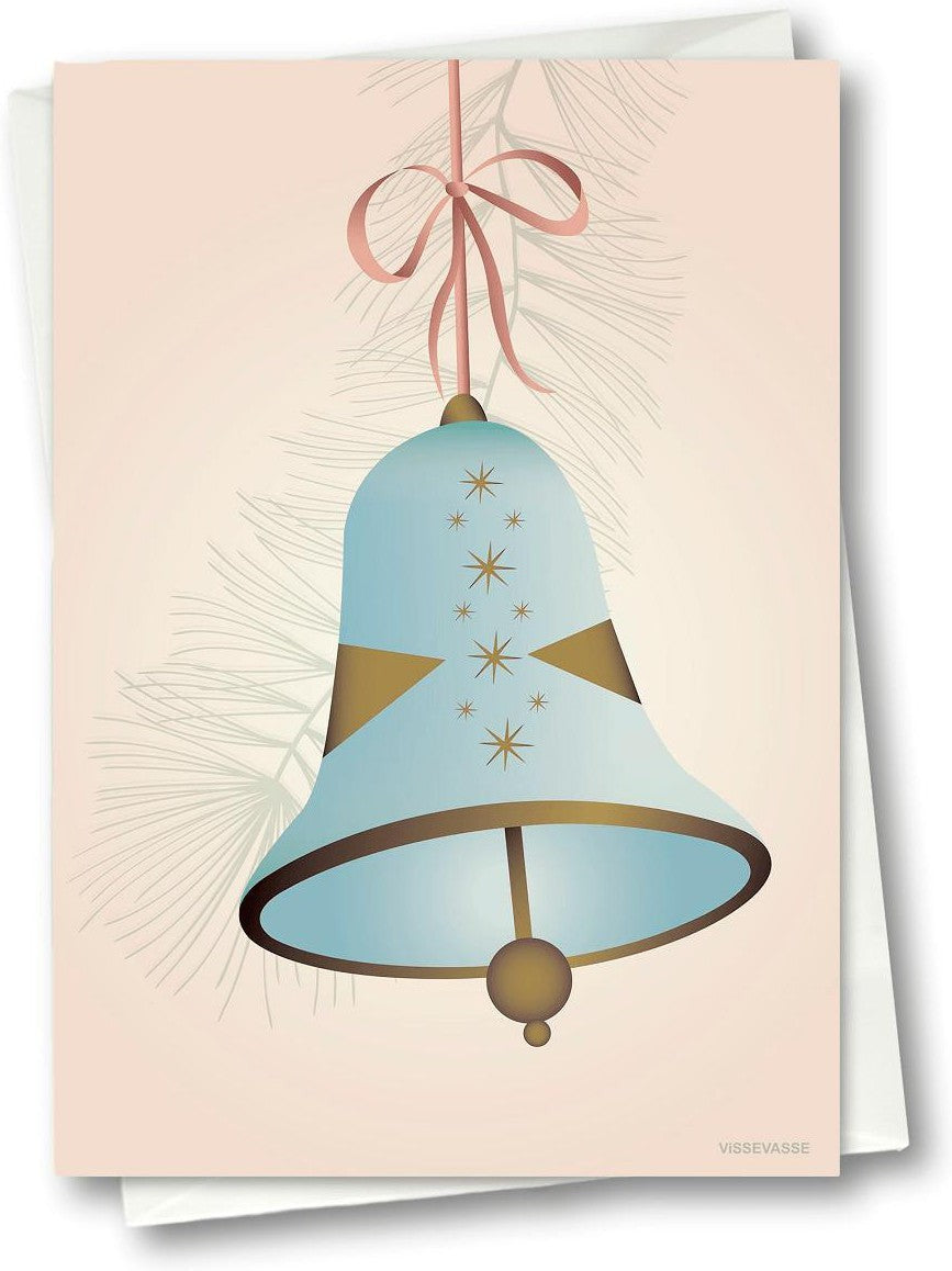 Vissevasse Christmas Bell Greeting Card 10,5 x 15 cm, niebieski