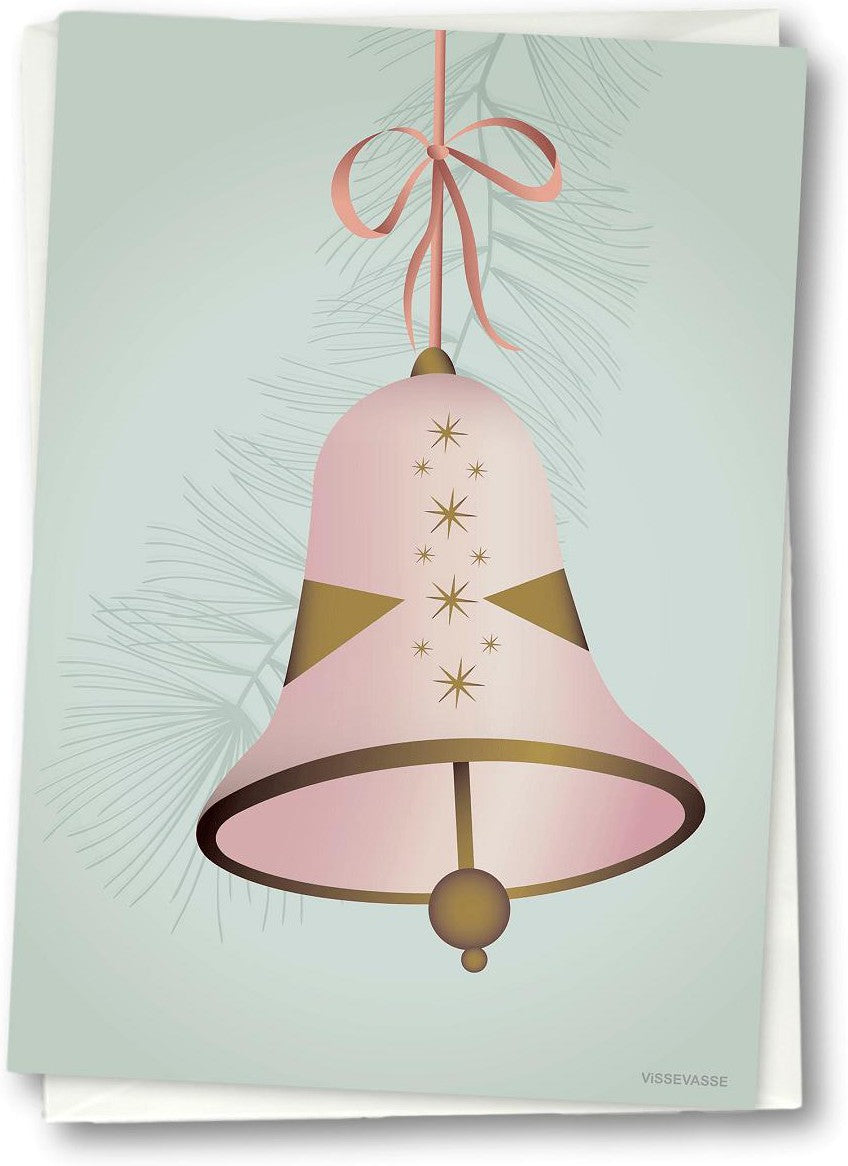 Vissevasse Christmas Bell Greeting Card 10,5 x 15 cm, różowy