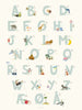  Danish Alphabet Blue Poster 70x100 Cm