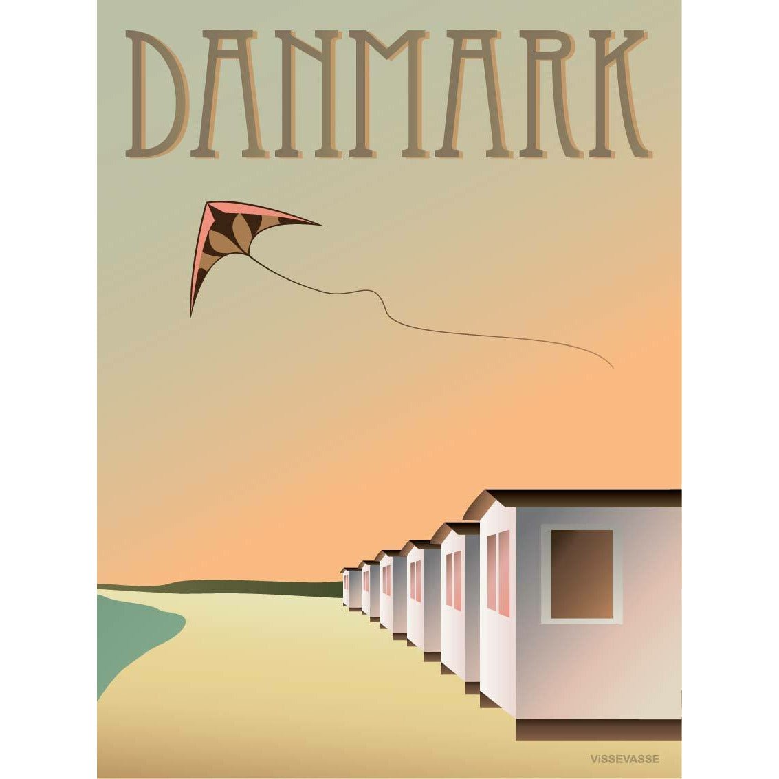 Vissevasse Denmark Beach Houses Plakat, 70 x 100 cm