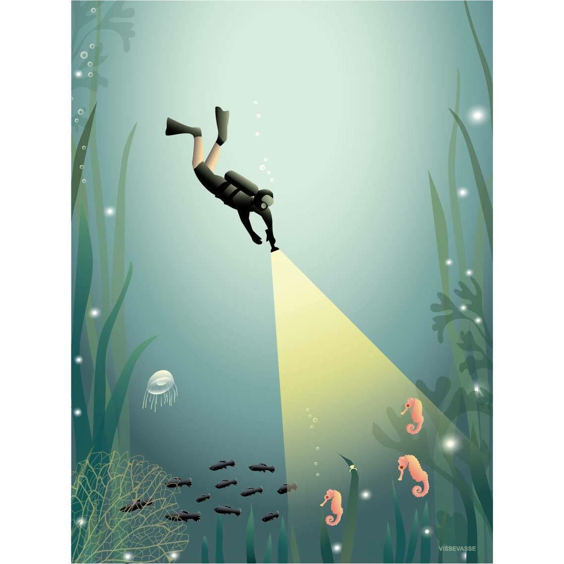 Vissevasse Diver Plakat, 50 x 70 cm