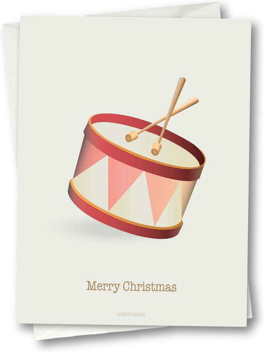 Vissevasse Merry Christmas Drum Greeting Card, 10,5x15cm