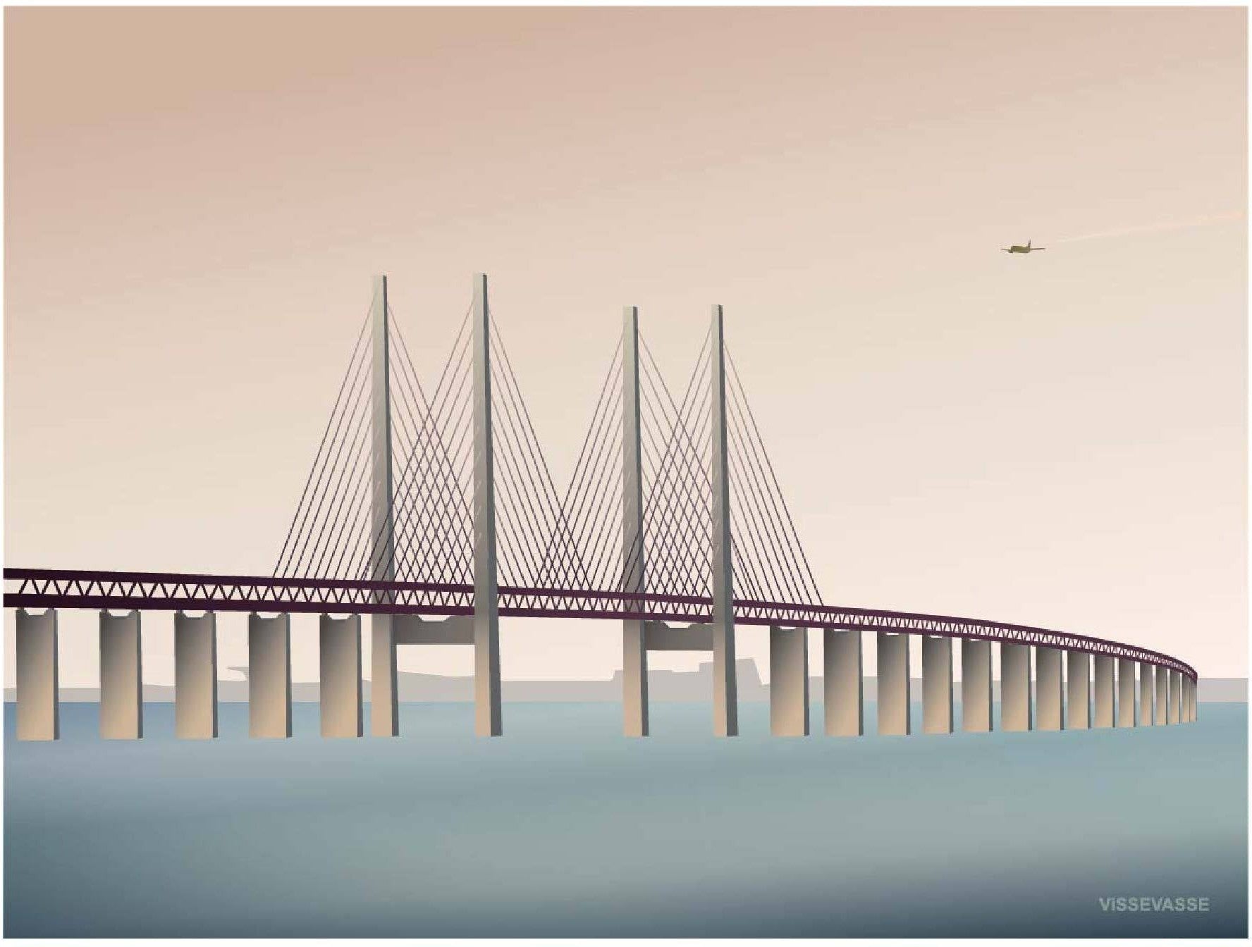 Vissevasse Øresund Bridge Plakat, 15 x21 cm