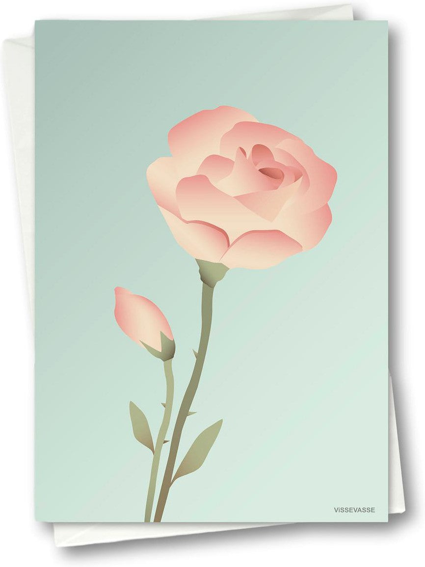 Vissevasse Rose Greeting Card 10,5 x 15 cm, mięta