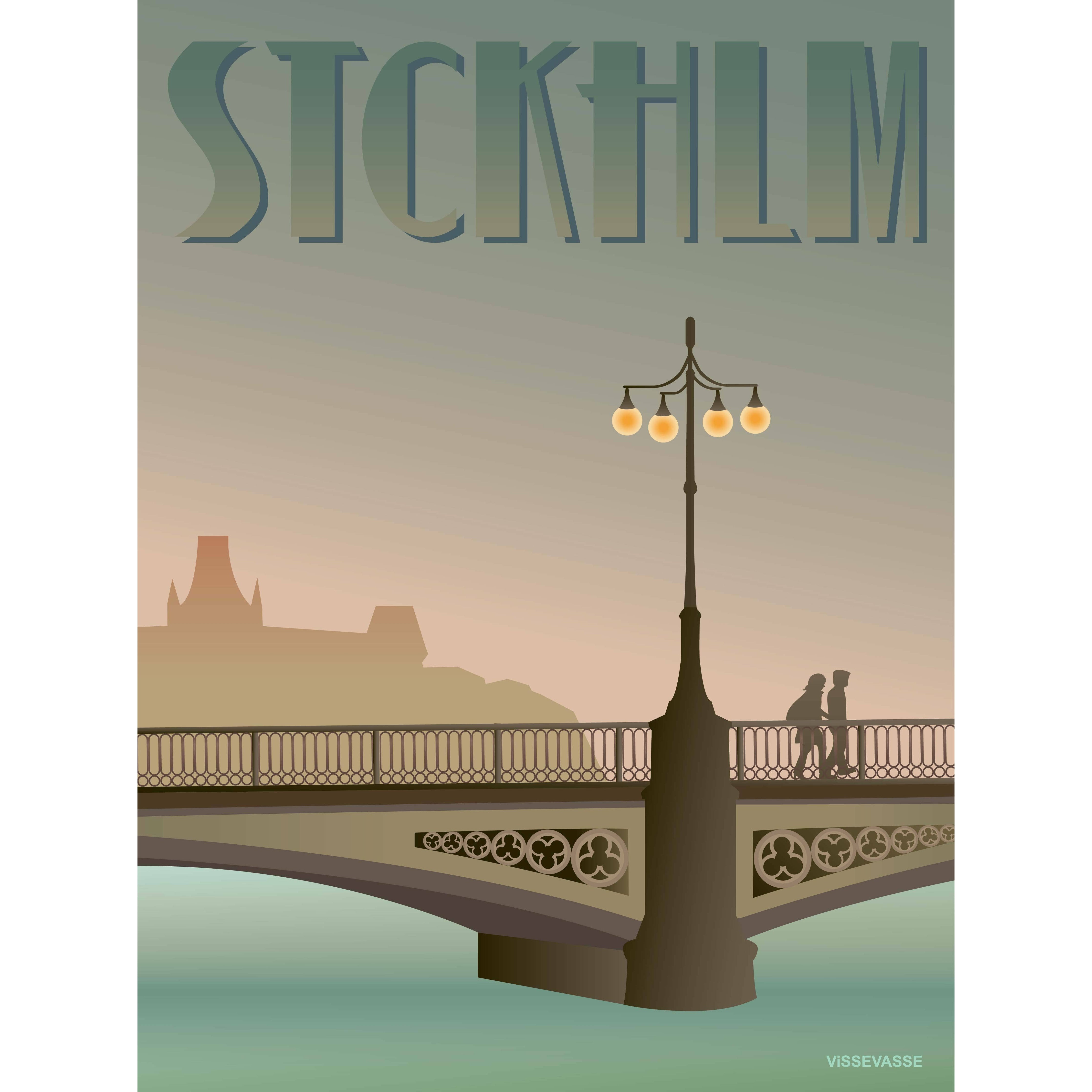 Vissevasse Stockholm Vasa Bridge Plakat, 30 x 40 cm