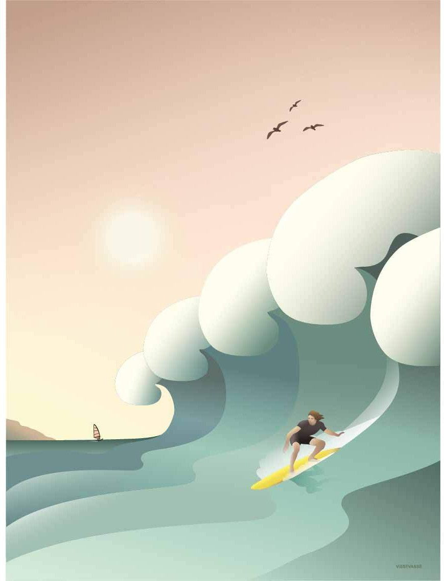 Vissevasse Surfer Plakat, 15 x21 cm