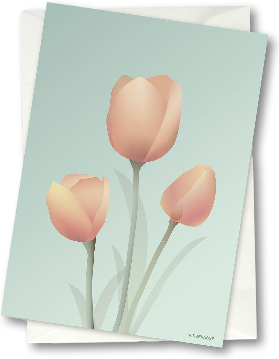 Vissevasse Tulip Greeting Card, Mint, 10,5 x 15 cm