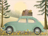 Vissevasse VW Beetle zielony plakat, 15 x21 cm