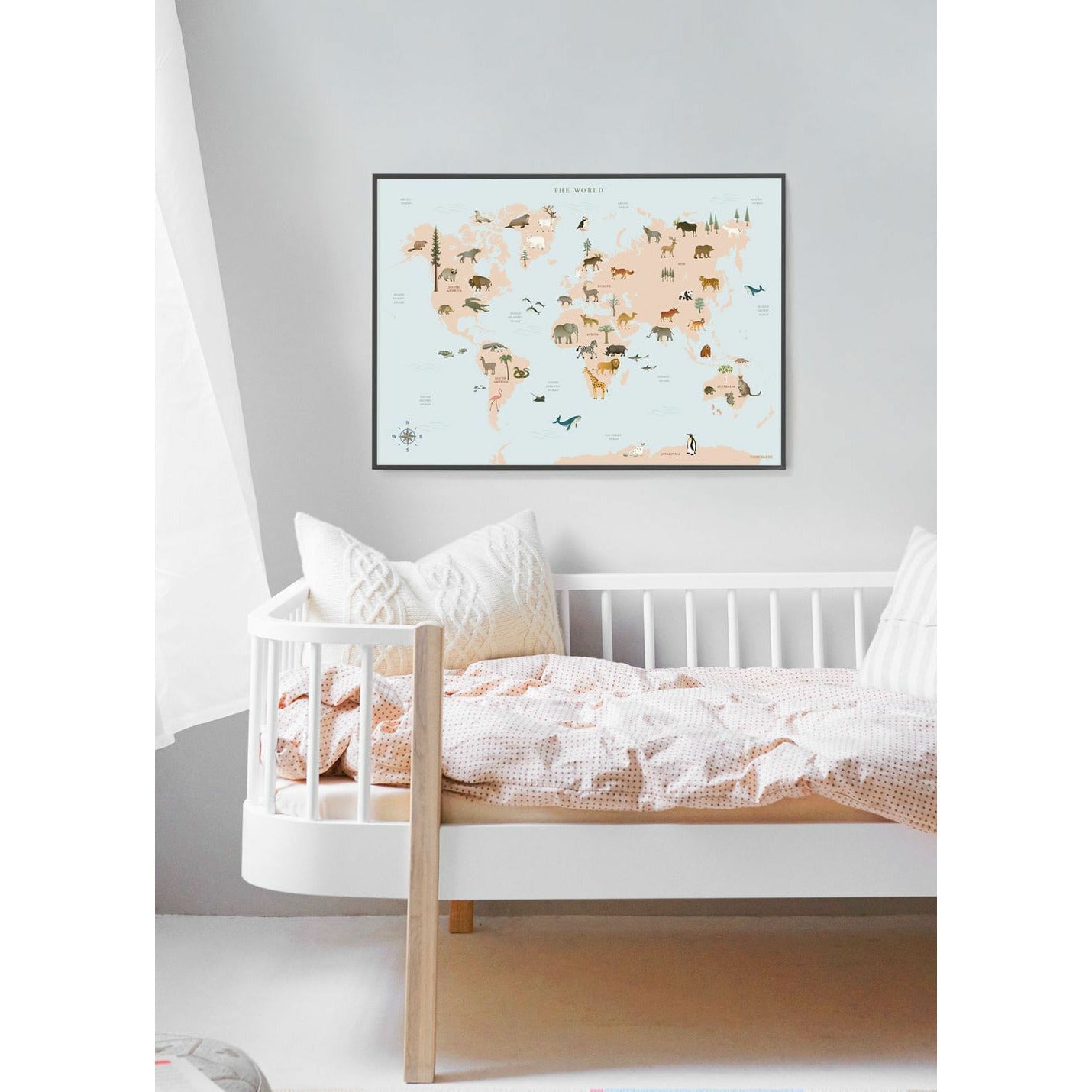 Vissevasse World Map Map Plakat Animal, 15 x 21 cm