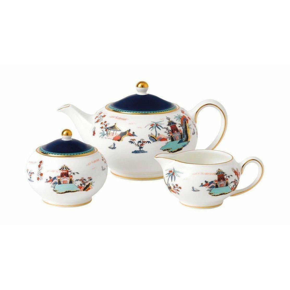 Wedgwood Wonderlust Blue Pagoda Set 3PCS (Teapot, Sugar Bowl, Milk Jug) Pudełko prezentowe