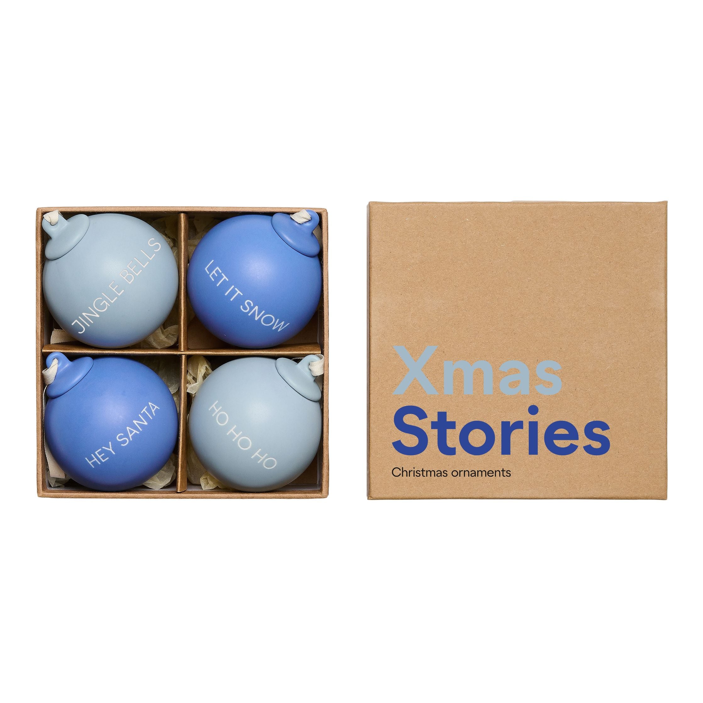 Listy projektowe Xmas Stories Wisend Ball 60 mm (zestaw 4 szt.), Kobalt niebieski/jasnoniebieski