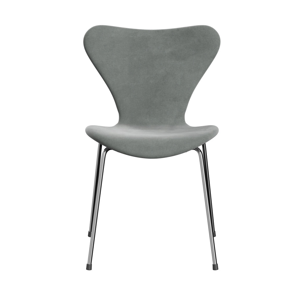 Fritz Hansen 3107 Chair Full Upholstery, Chrome/Belfast Velvet Seal Grey