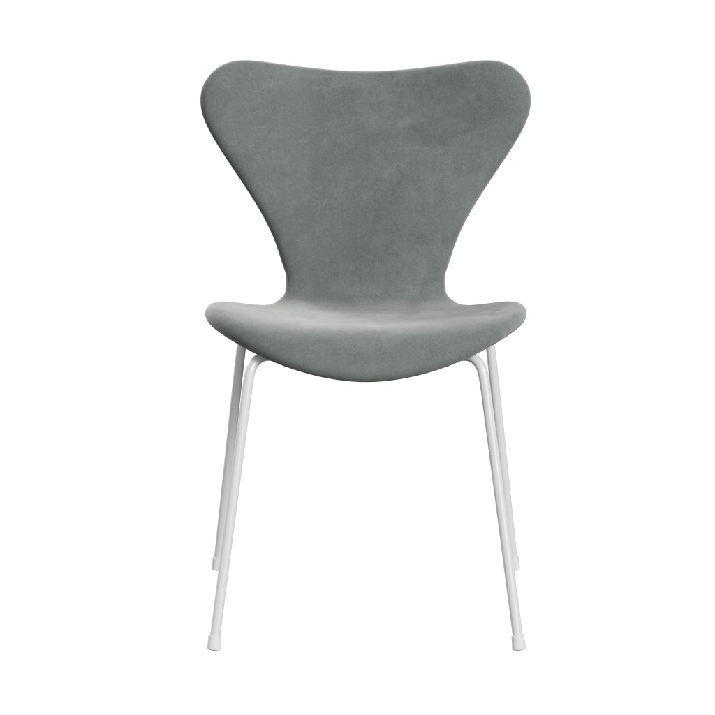 Fritz Hansen 3107 Krzesło pełna tapicerka, White/Belfast Velvet Seal Grey