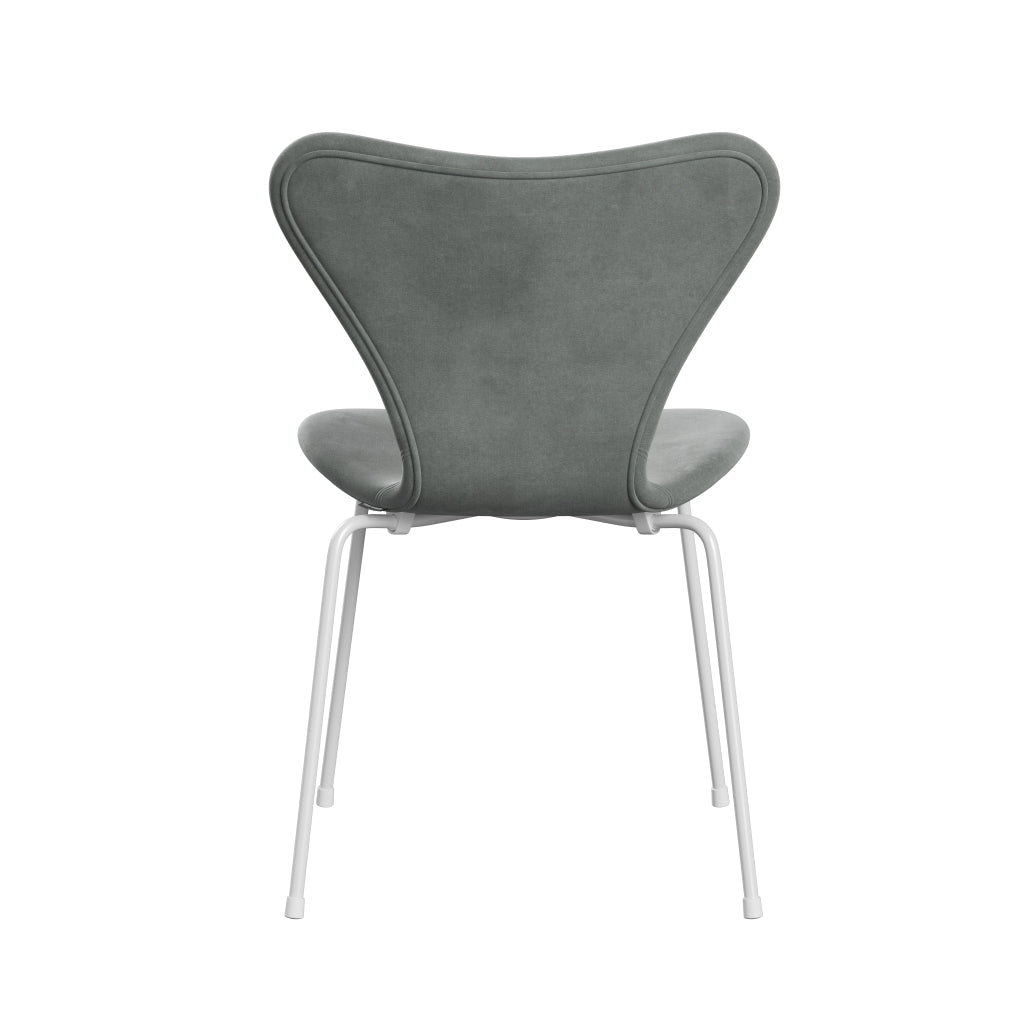 Fritz Hansen 3107 Krzesło pełna tapicerka, White/Belfast Velvet Seal Grey