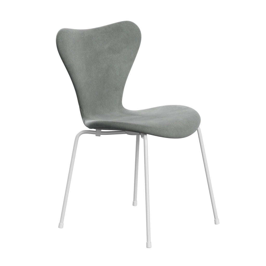 Fritz Hansen 3107 Krzesło pełna tapicerka, White/Belfast Velvet Seal Grey