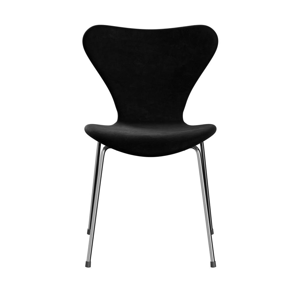 Fritz Hansen 3107 Krzesło pełna tapicerka, Chrome/Belfast Velvet Night Black