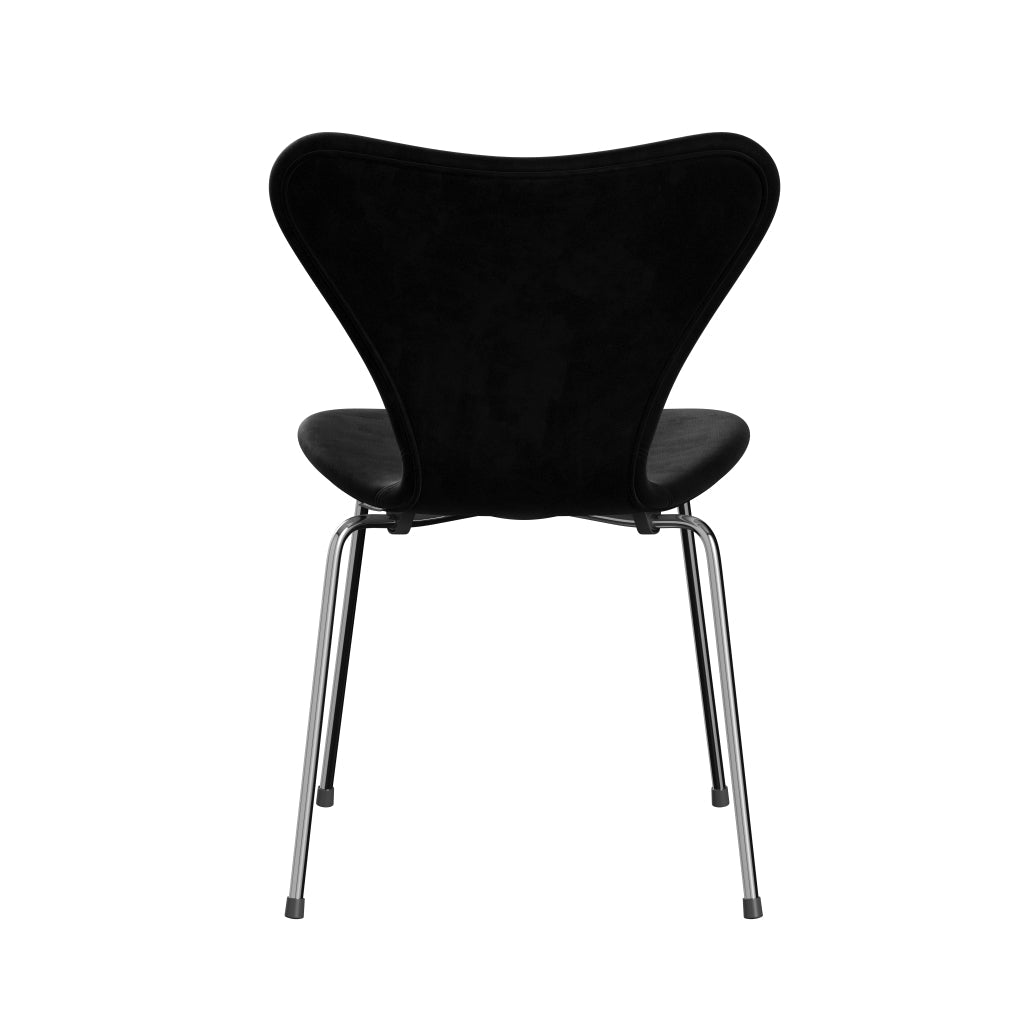 Fritz Hansen 3107 Krzesło pełna tapicerka, Chrome/Belfast Velvet Night Black