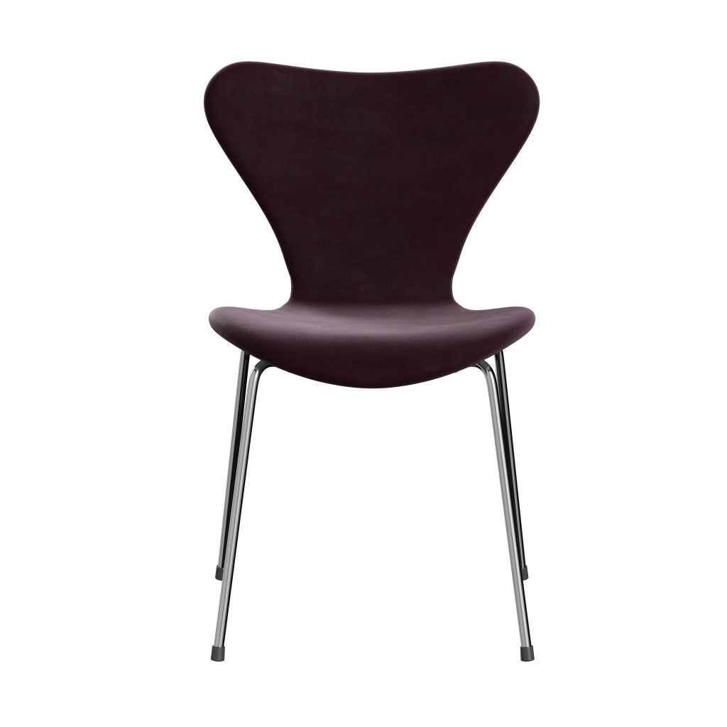 Fritz Hansen 3107 Krzesło pełna tapicerka, Chrom/Belfast Velvet Ciemna śliwka